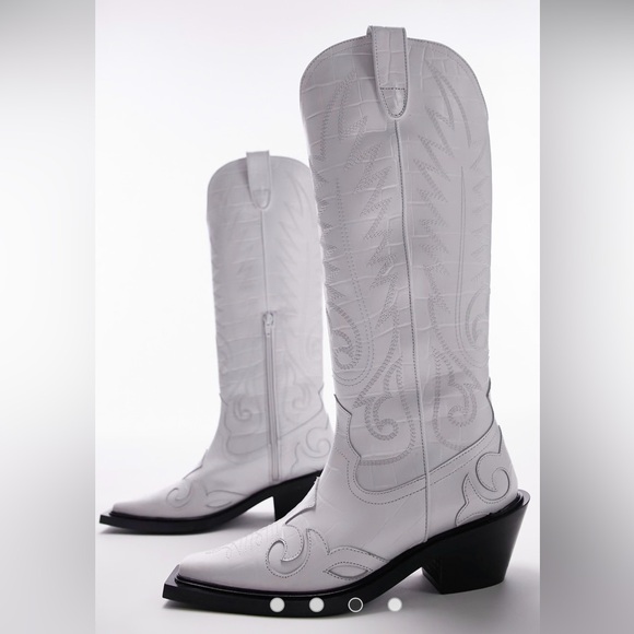 Topshop Shoes - SOLD
Topshop White Embroidered Over-the-Knee Western Boots